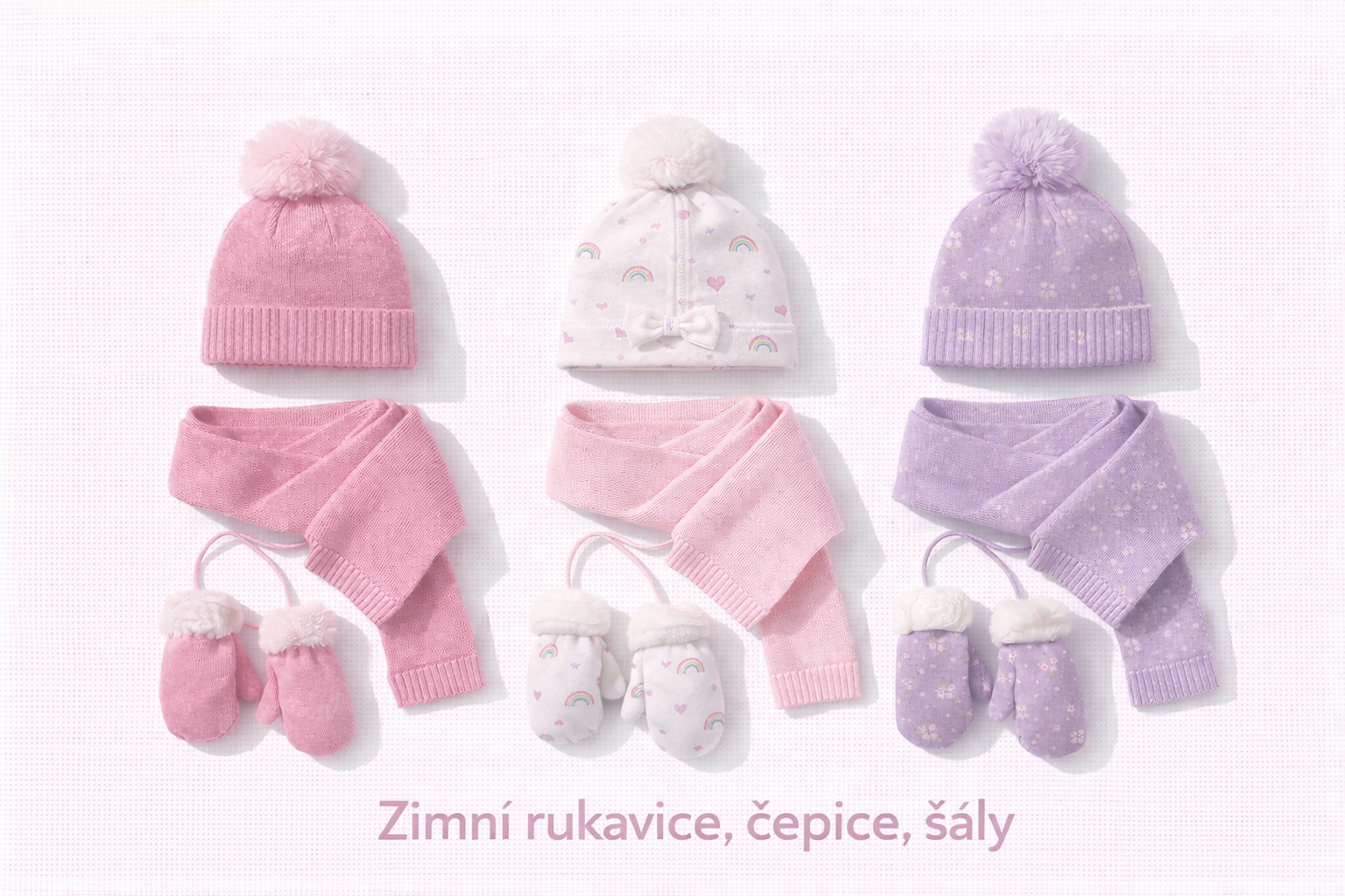 Zimní rukavice, čepice, šály