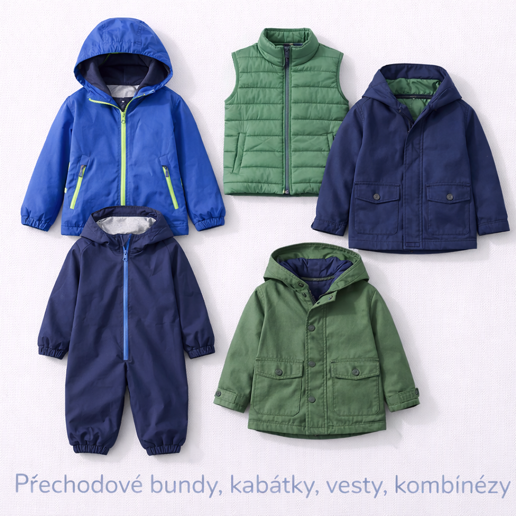 Přechodové bundy, kabátky, vesty, kombinézy