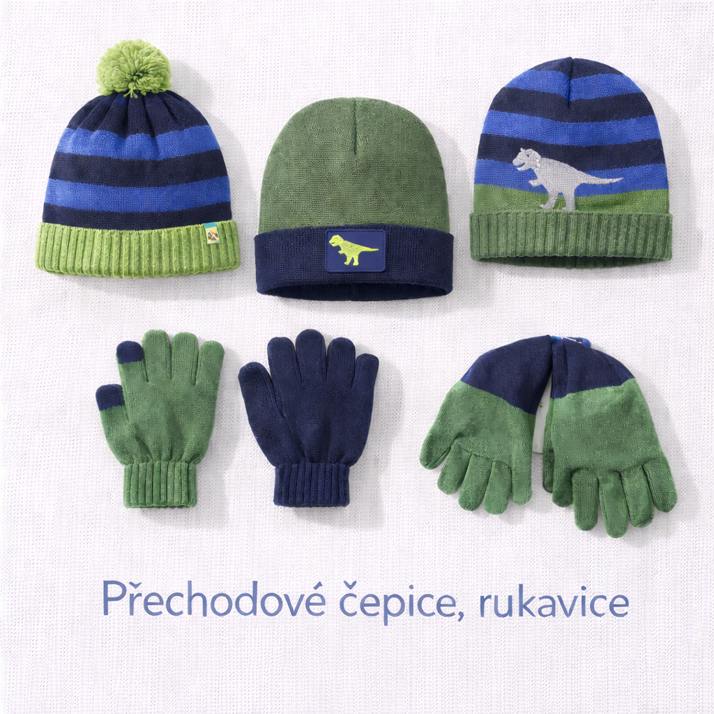 Přechodové čepice, rukavice