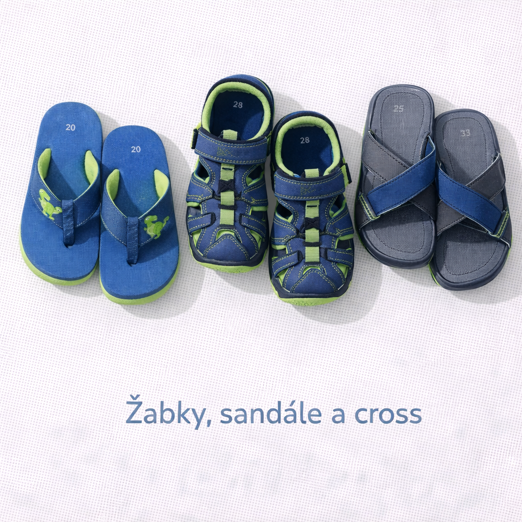Žabky, sandále a cross