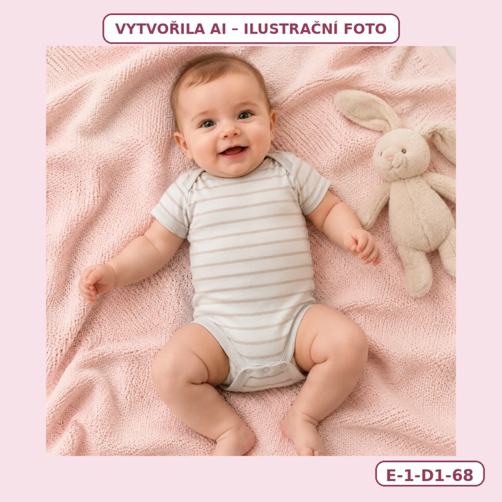 Dívčí body krátký rukáv s béžovými proužky – vel. 68
