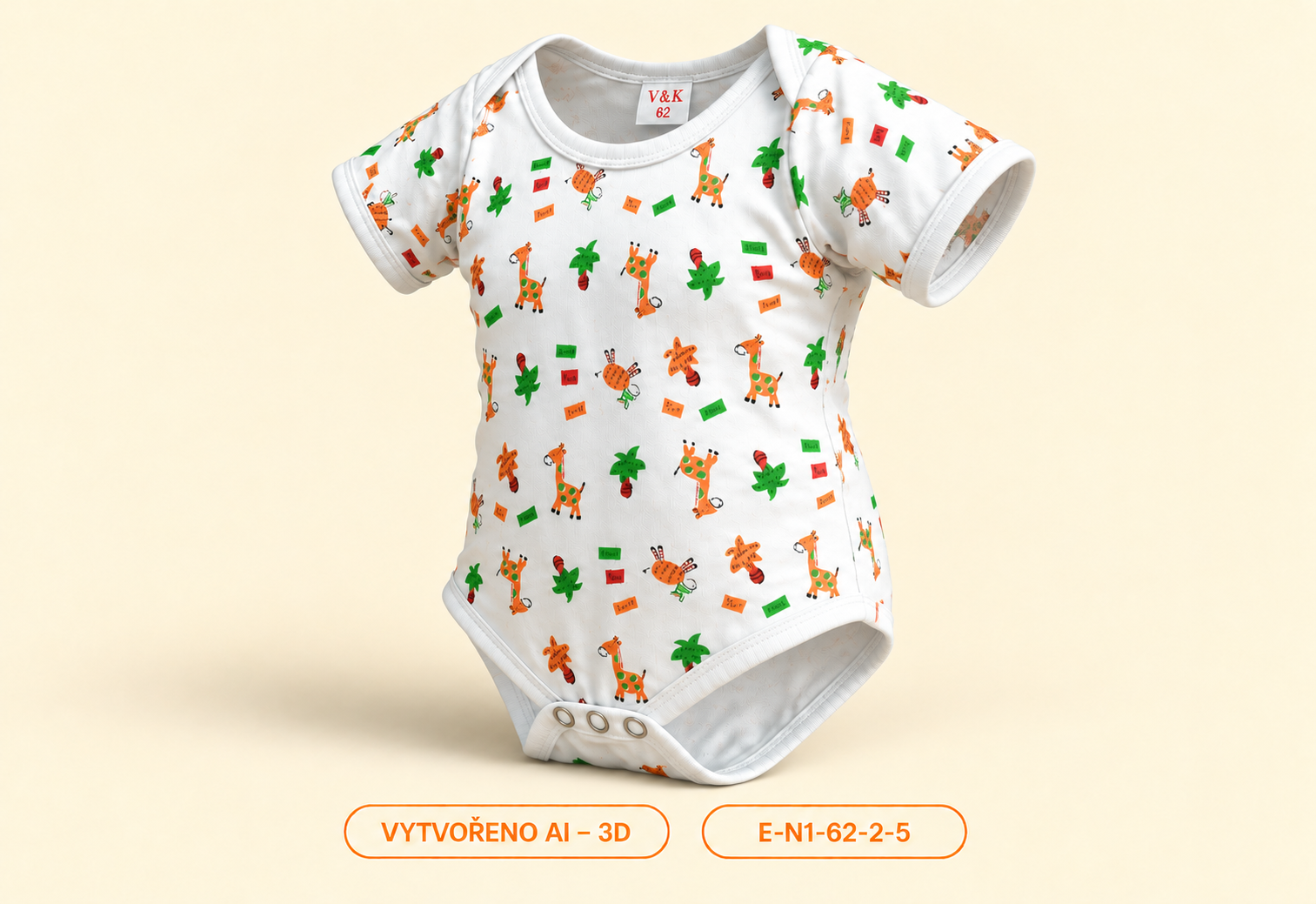 Neutrální dětské body s krátkým rukávem, vel. 62