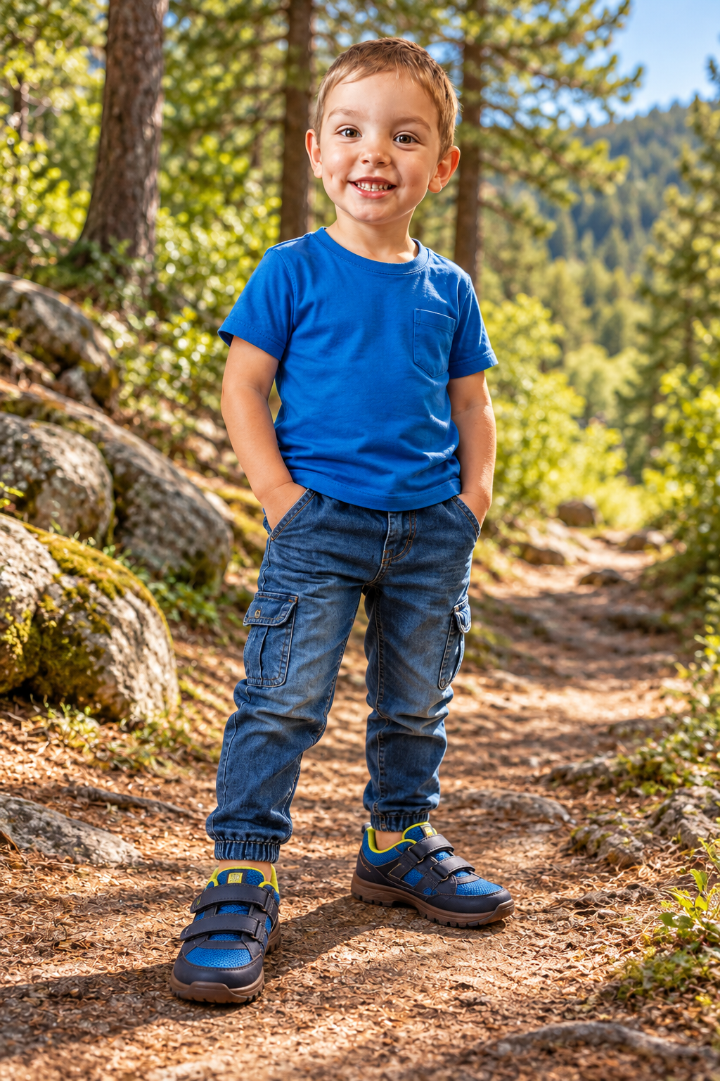 Klučičí modré outdoorové boty na suchý zip, vel. 31