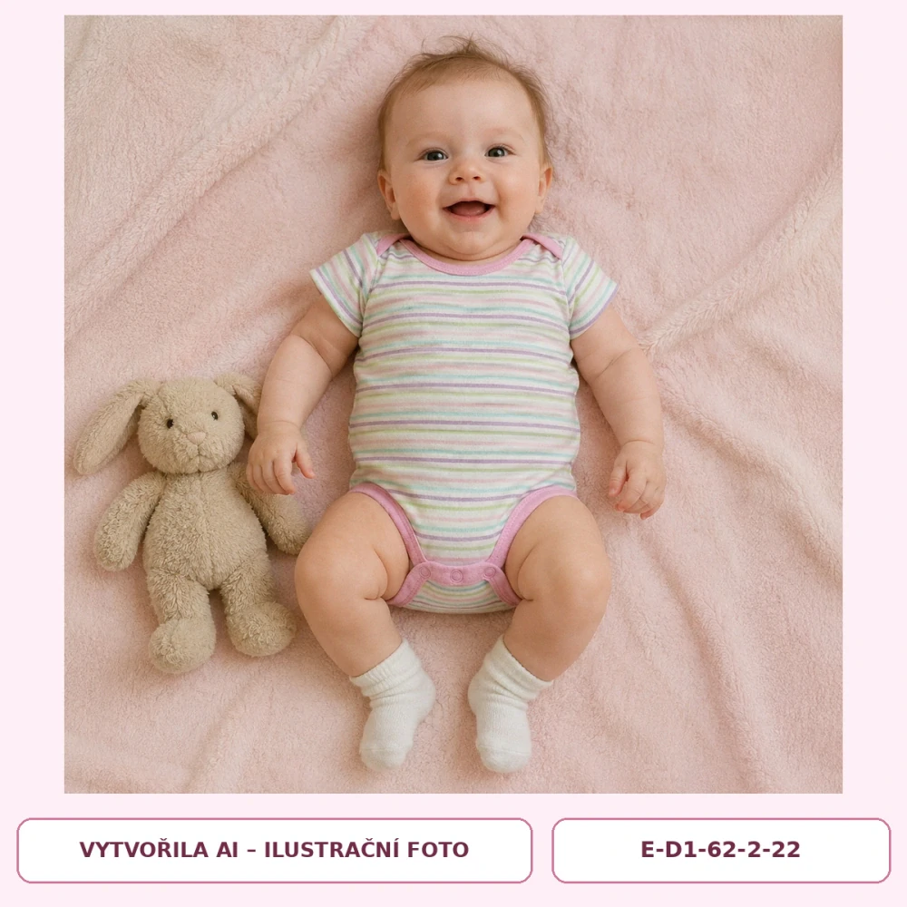 Dívčí pruhované body s krátkým rukávem, vel. 62