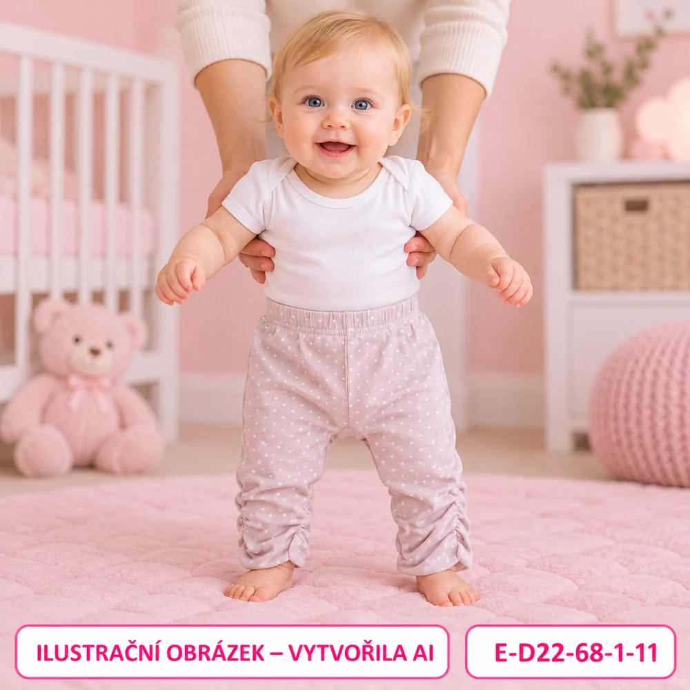 Dívčí světlé puntíkované legíny s nařasením, vel. 68