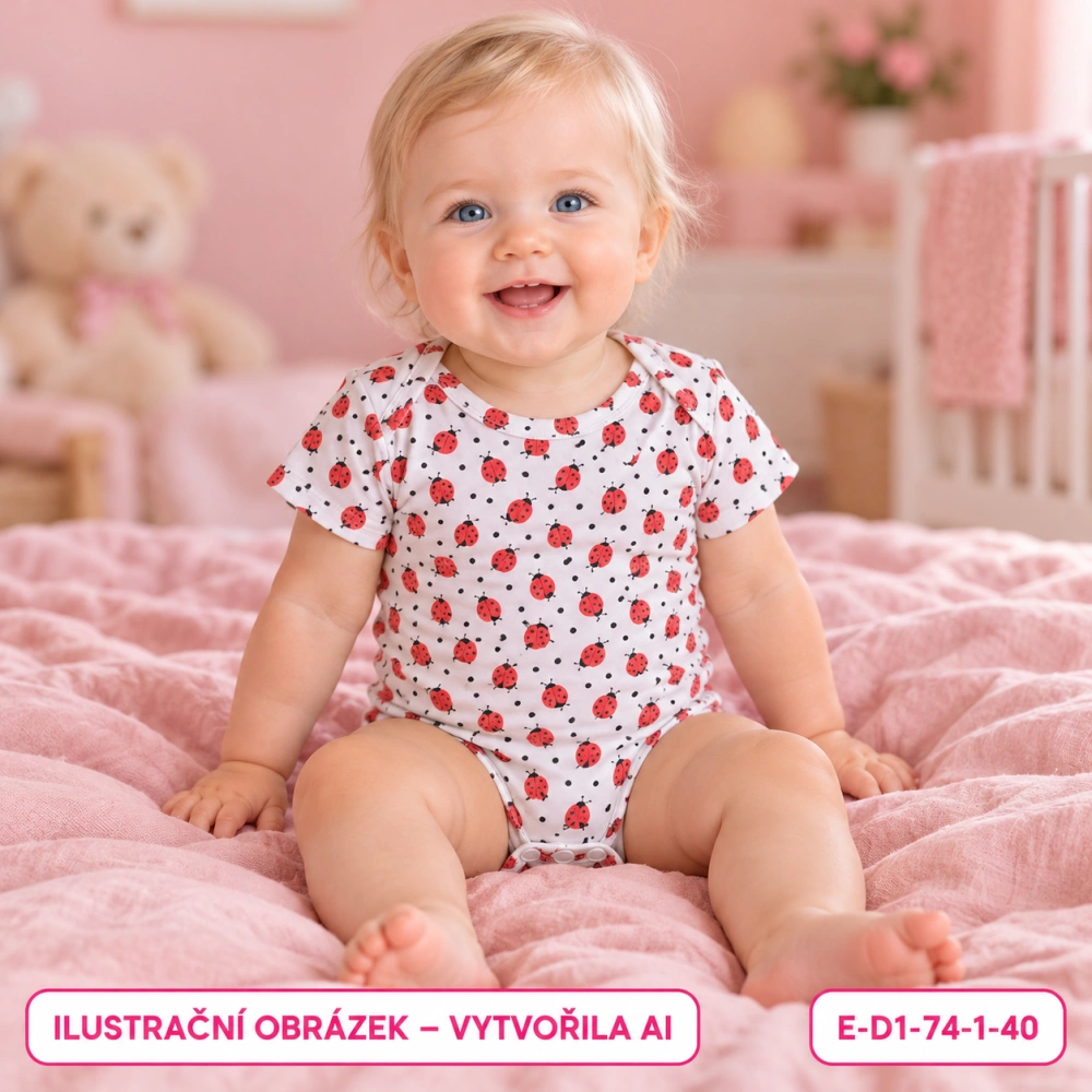 Dívčí body s beruškami a krátkým rukávem, vel. 74