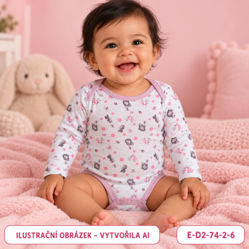 Dívčí body se zvířátky a dlouhým rukávem, vel. 74