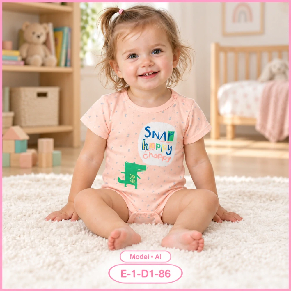 Dívčí růžové body s krokodýlem, vel. 86
