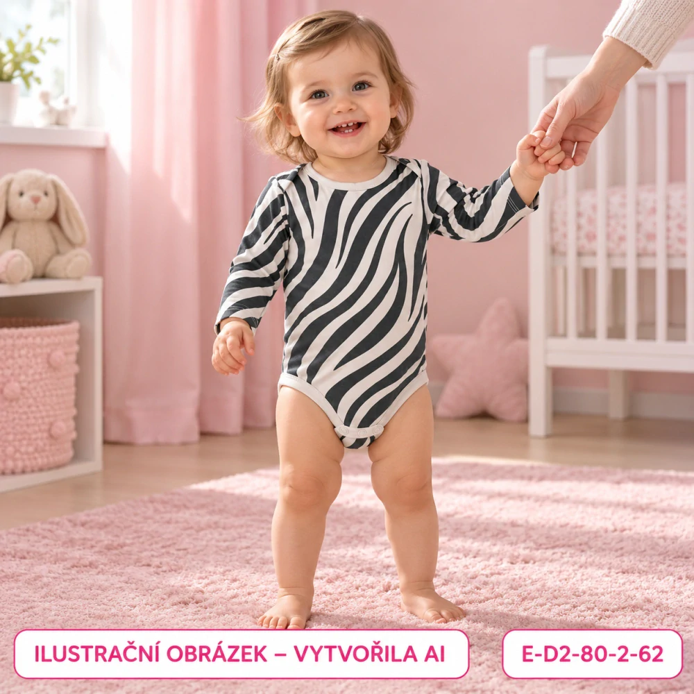 Dívčí body se zebřím vzorem a dlouhým rukávem, vel. 80