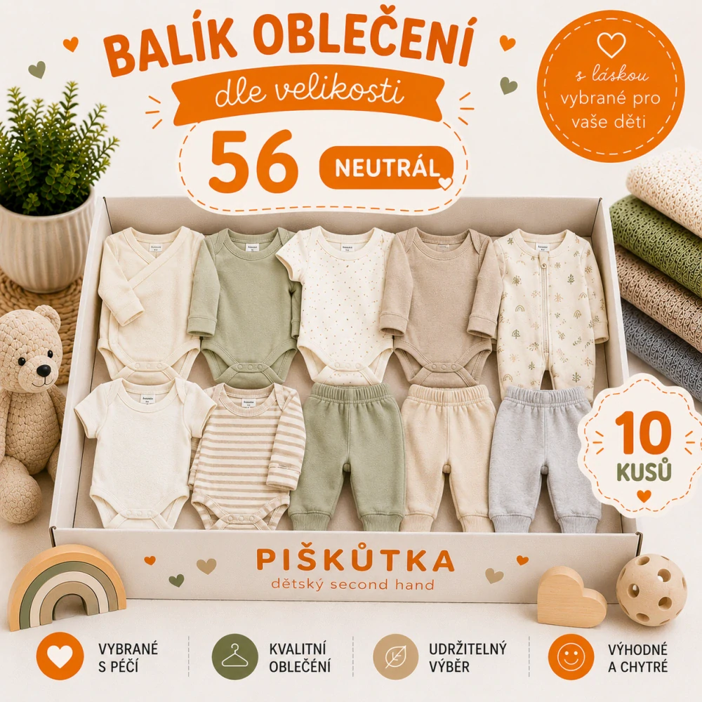 BALÍK OBLEČENÍ NEUTRÁL VE VELIKOSTI 56