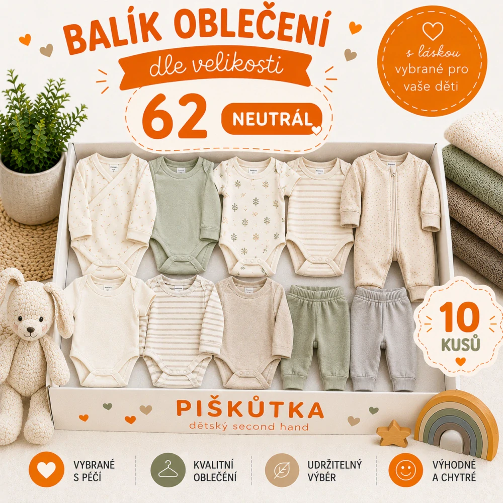 BALÍK OBLEČENÍ NEUTRÁL VE VELIKOSTI 62