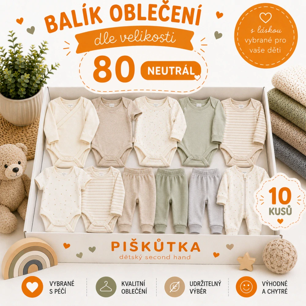 BALÍK OBLEČENÍ NEUTRÁL VE VELIKOSTI 80