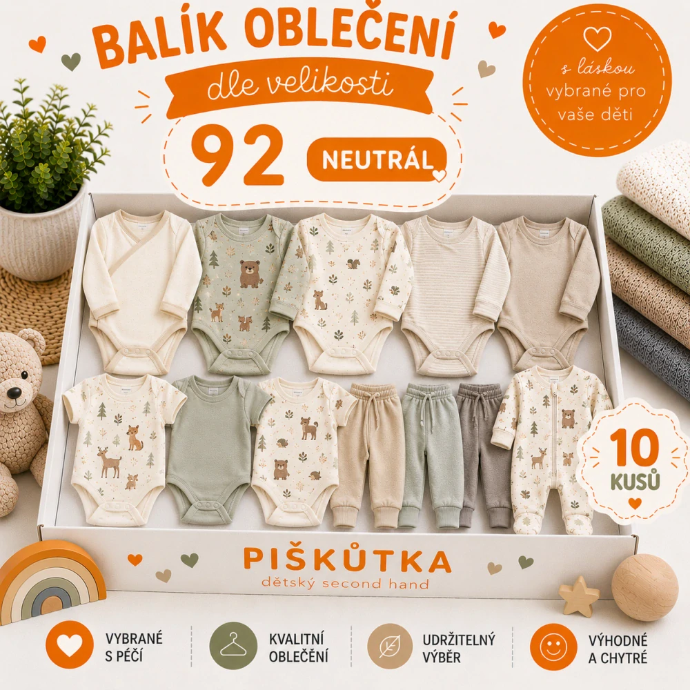 BALÍK OBLEČENÍ NEUTRÁL VE VELIKOSTI 92