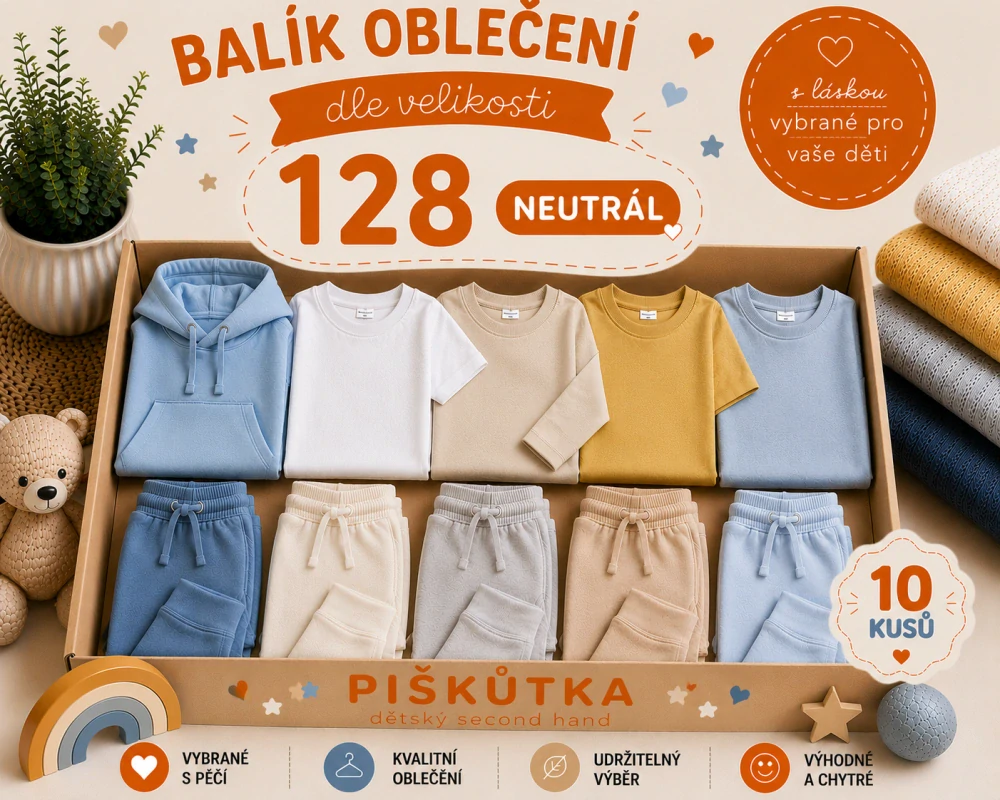 BALÍK OBLEČENÍ NEUTRÁL VE VELIKOSTI 128