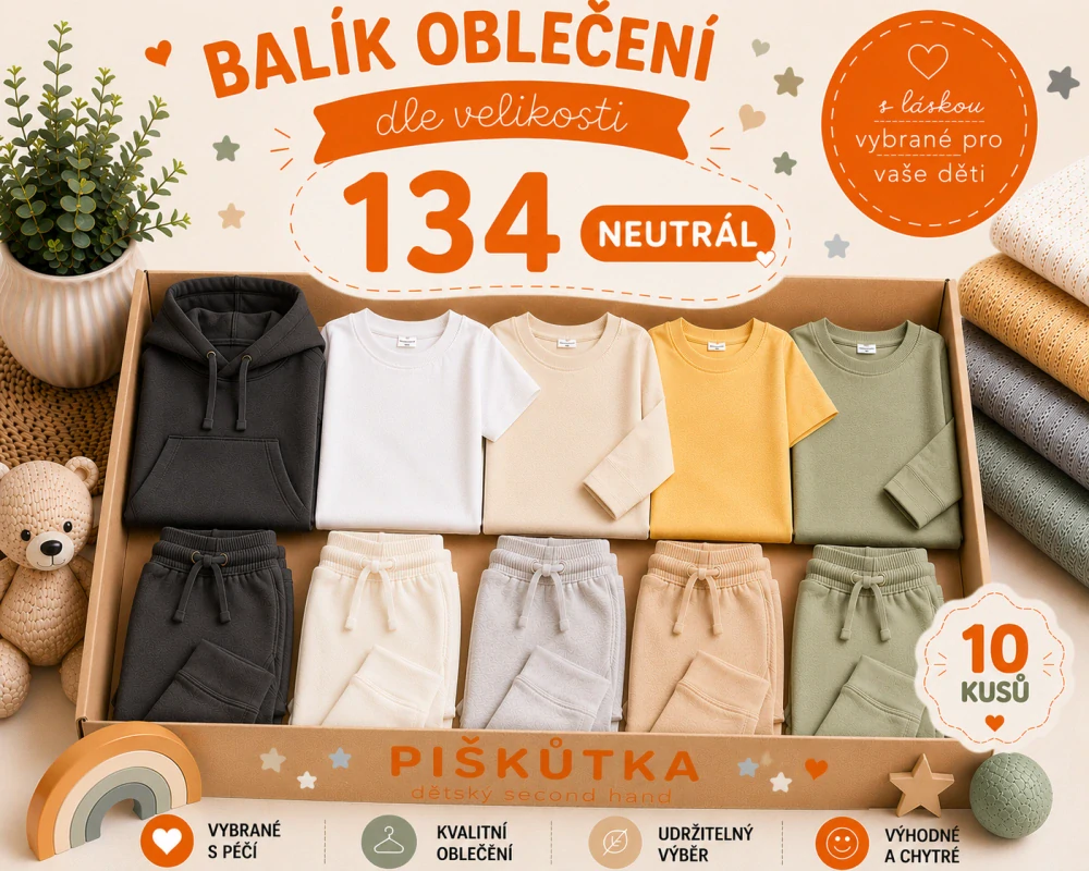 BALÍK OBLEČENÍ NEUTRÁL VE VELIKOSTI 134