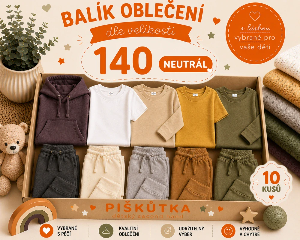 BALÍK OBLEČENÍ NEUTRÁL VE VELIKOSTI 140
