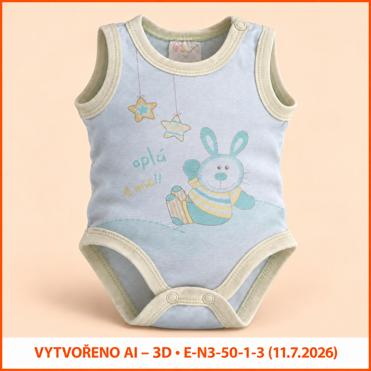 Neutrální body bez rukávů se zajíčkem, vel. 56