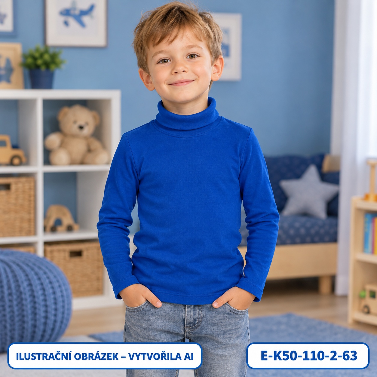 Modrý rolák s dlouhým rukávem – vel. 110