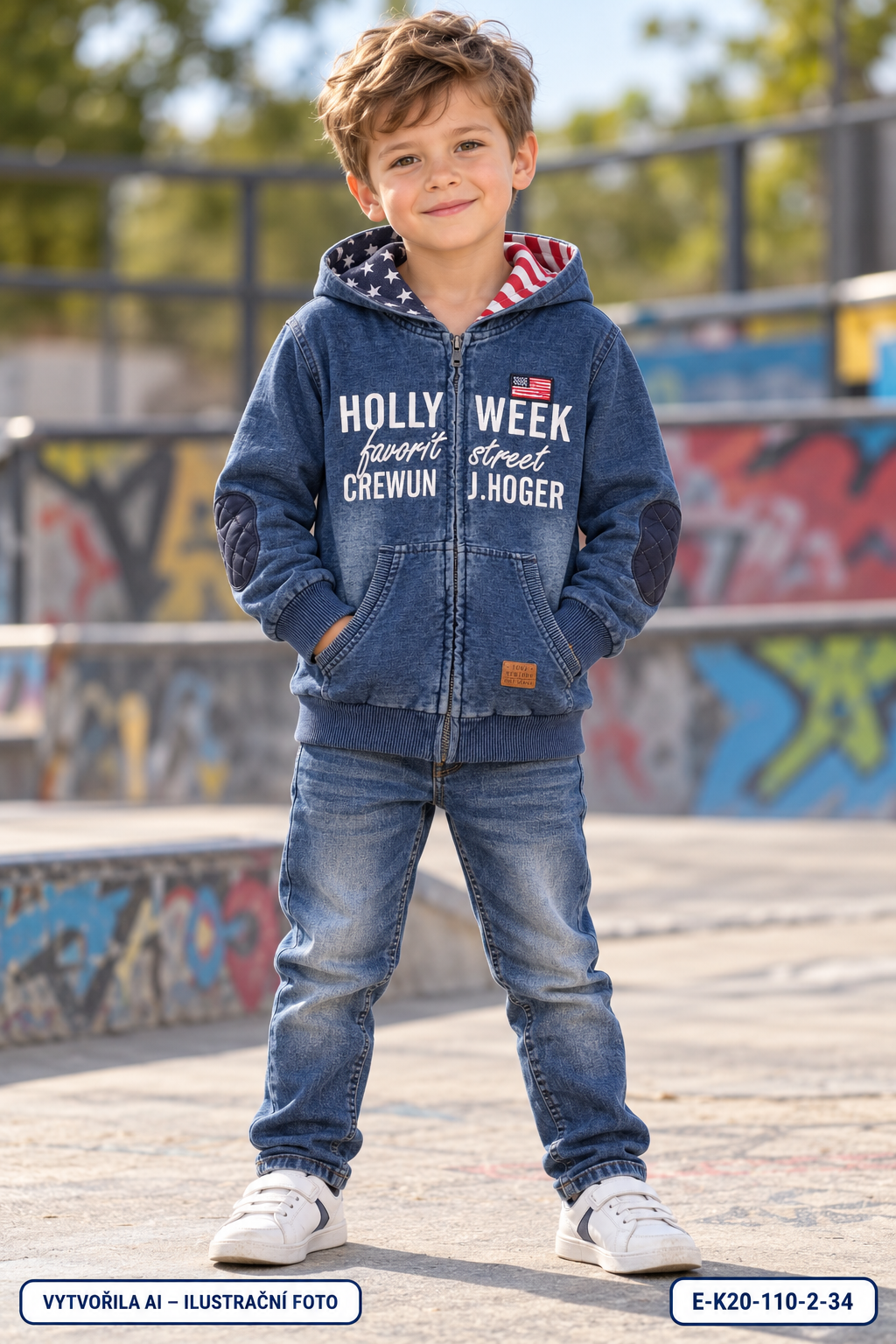 Klučičí mikina s kapucí a nápisem Holly Week, vel. 110