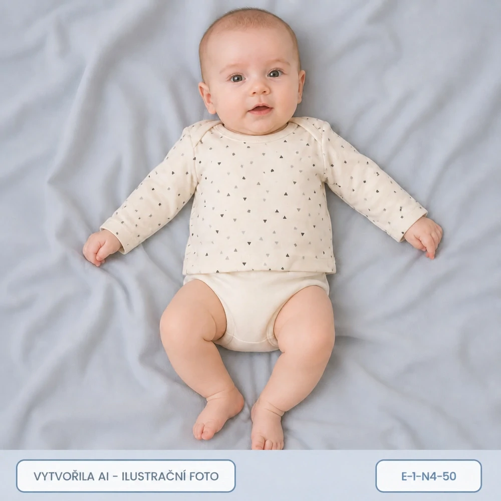 Neutrální krémové triko s dlouhým rukávem a trojúhelníky, vel. 50