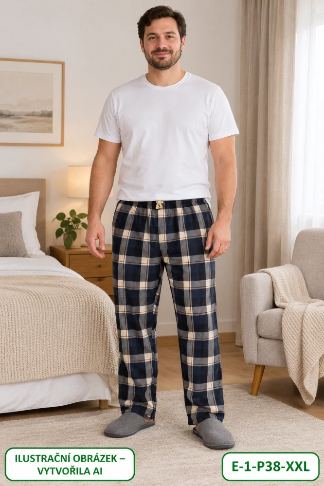 Pánské kostkované pyžamové kalhoty – vel. 2XL