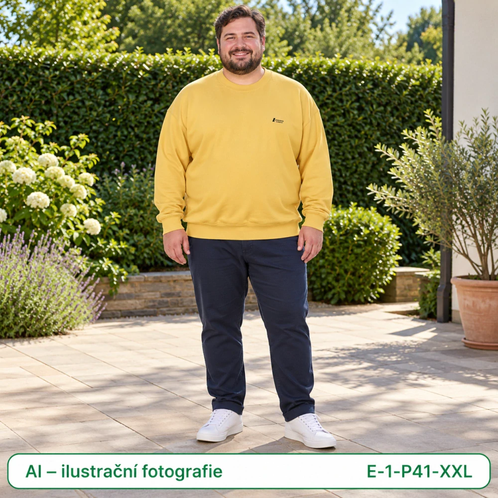Pánská žlutá mikina s kulatým výstřihem – vel. 2XL