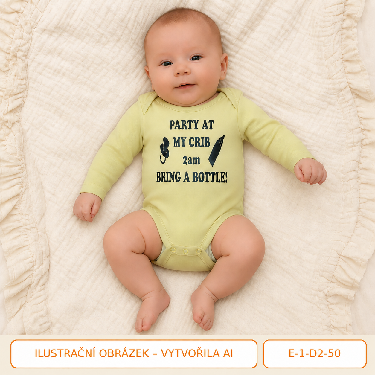 Neutrální kojenecké body s dlouhým rukávem, vel.50