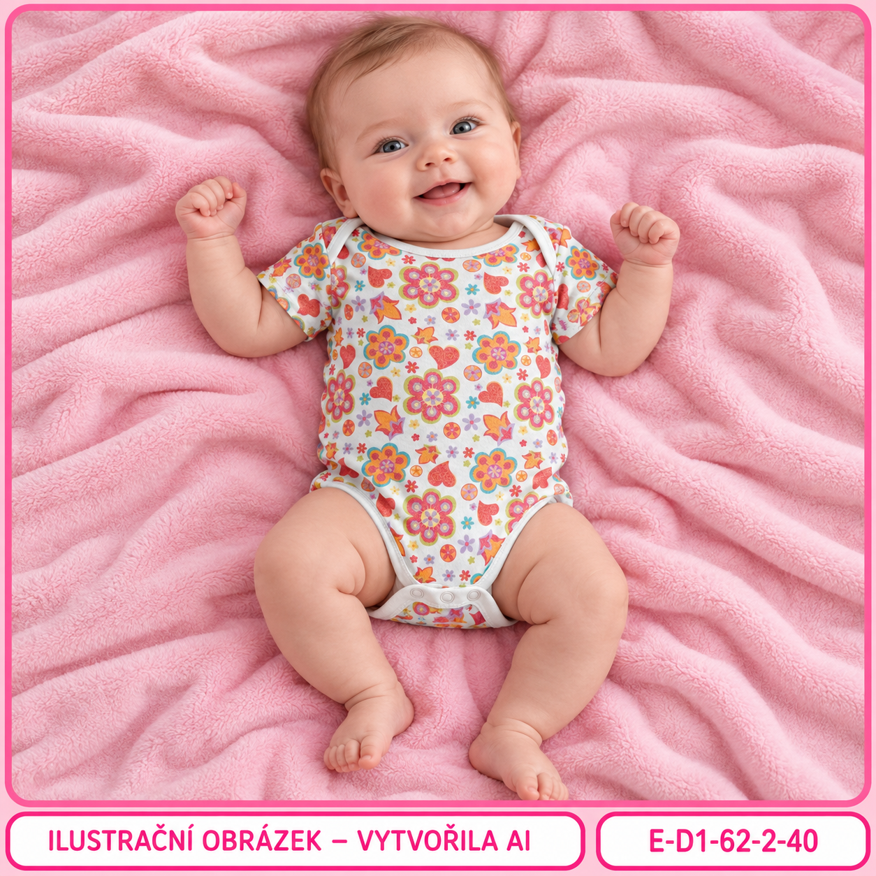 Dívčí body s barevnými květinami a krátkým rukávem, vel. 62