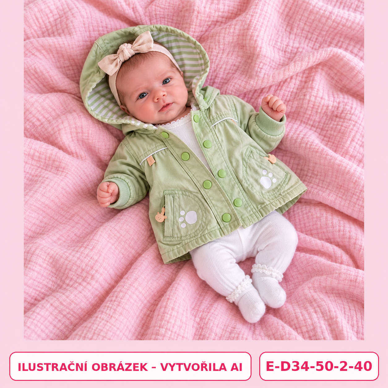 Dívčí světle zelená bunda s kapucí a tlapkami, vel. 50