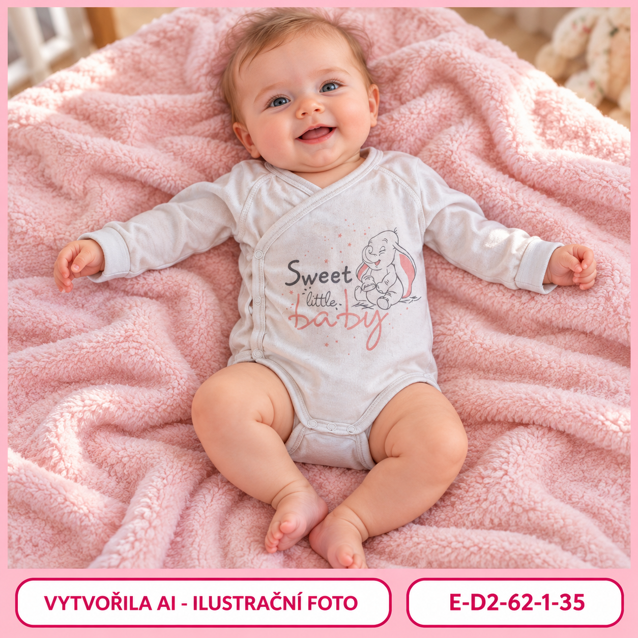 Dívčí zavinovací body se sloníkem a nápisem Sweet little baby, vel. 62