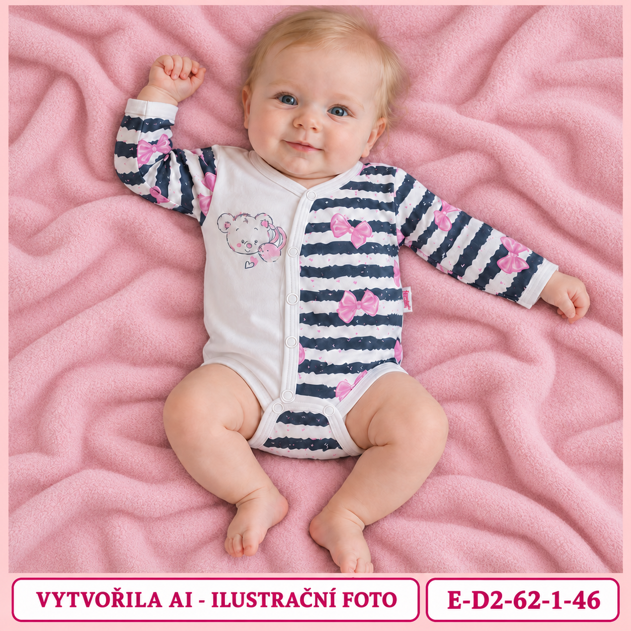 Dívčí propínací body s mašlemi a medvídkem, vel. 62