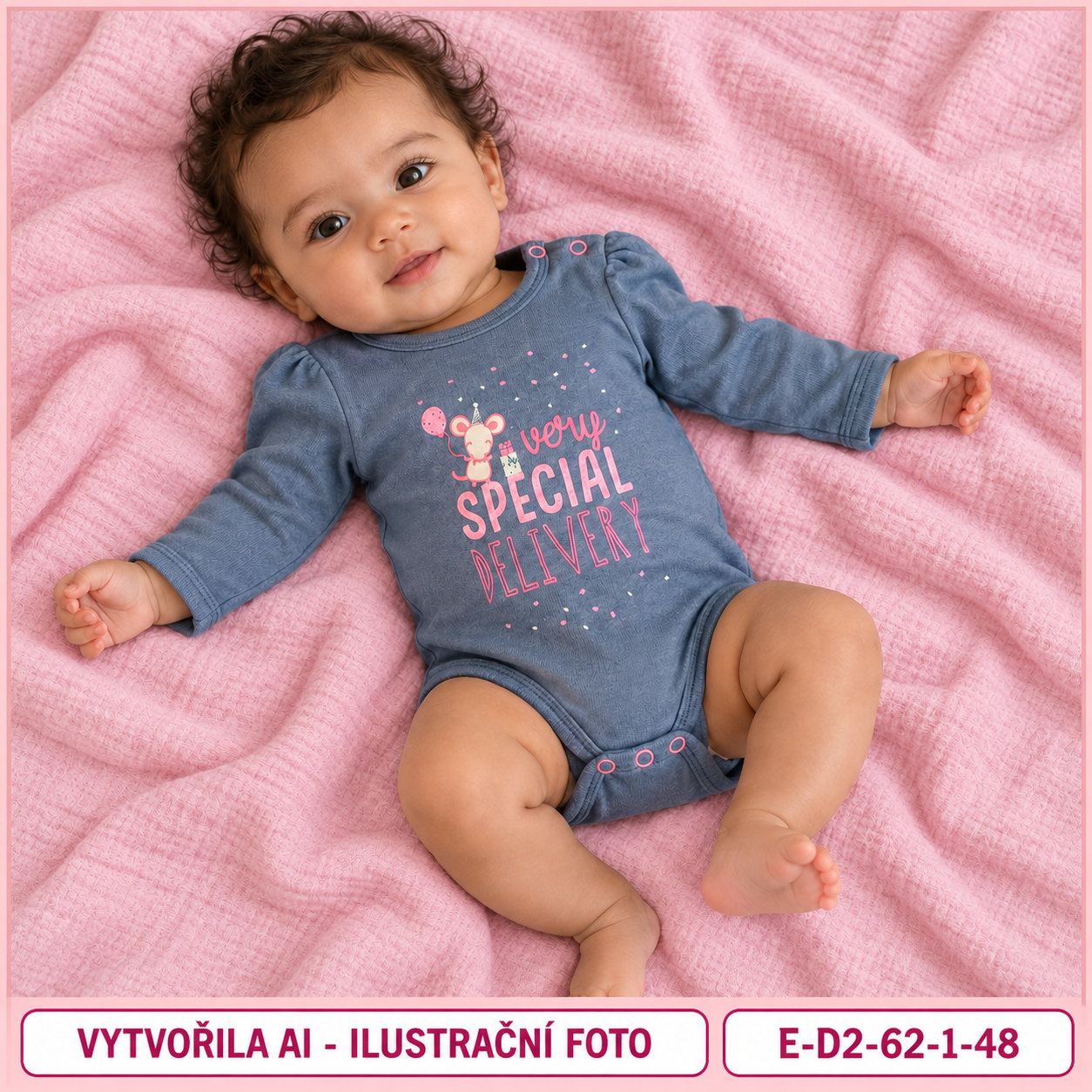 Dívčí šedomodré body s myškou a balónkem, vel. 62