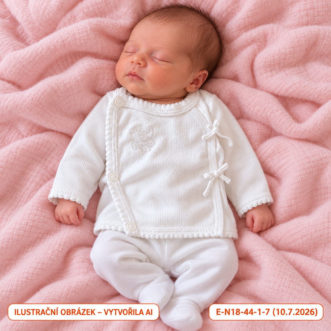 Neutrální bílá žebrovaná zavinovací košilka s medvídkem, vel. 44