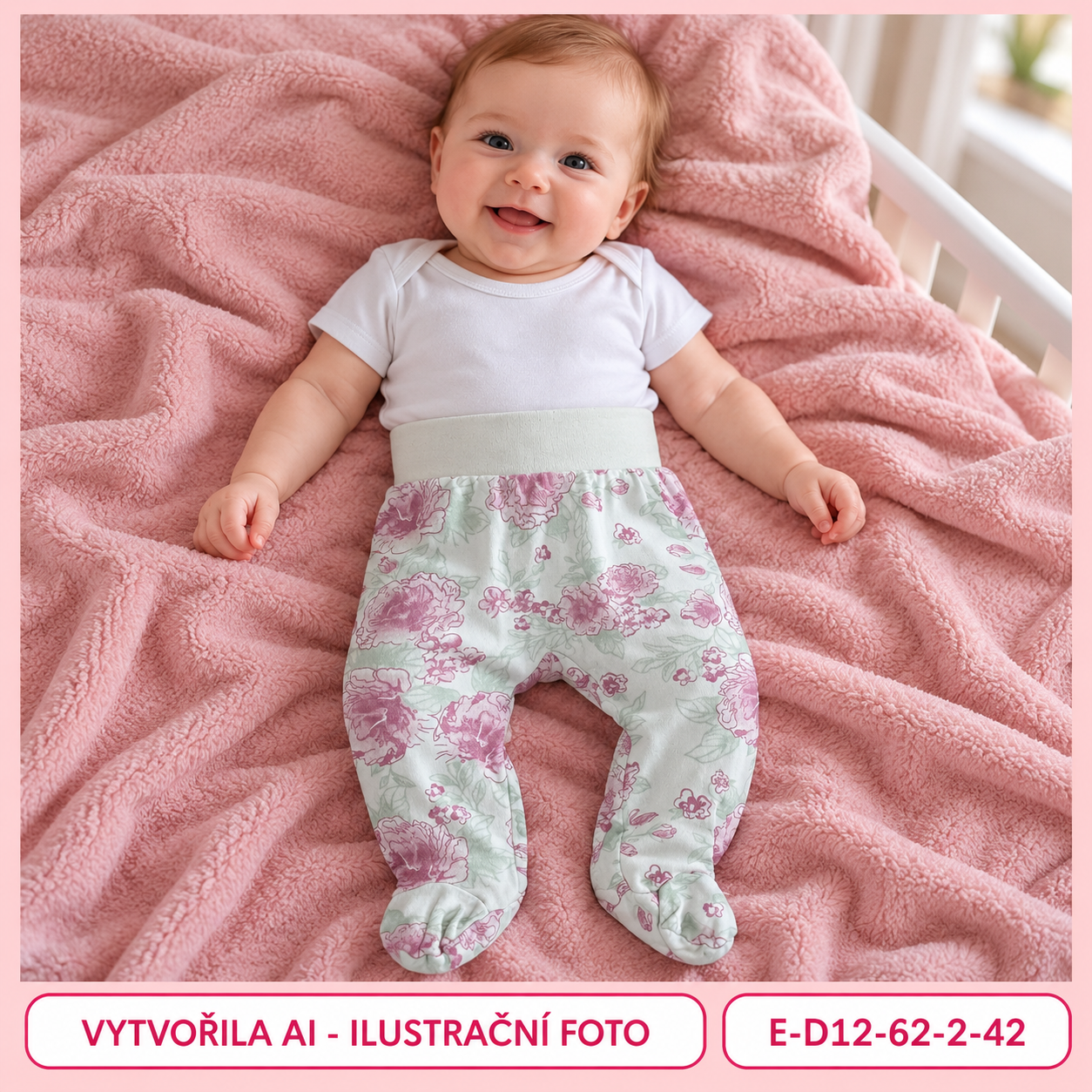 Dívčí světlé polodupačky s růžovofialovými květy, vel. 62
