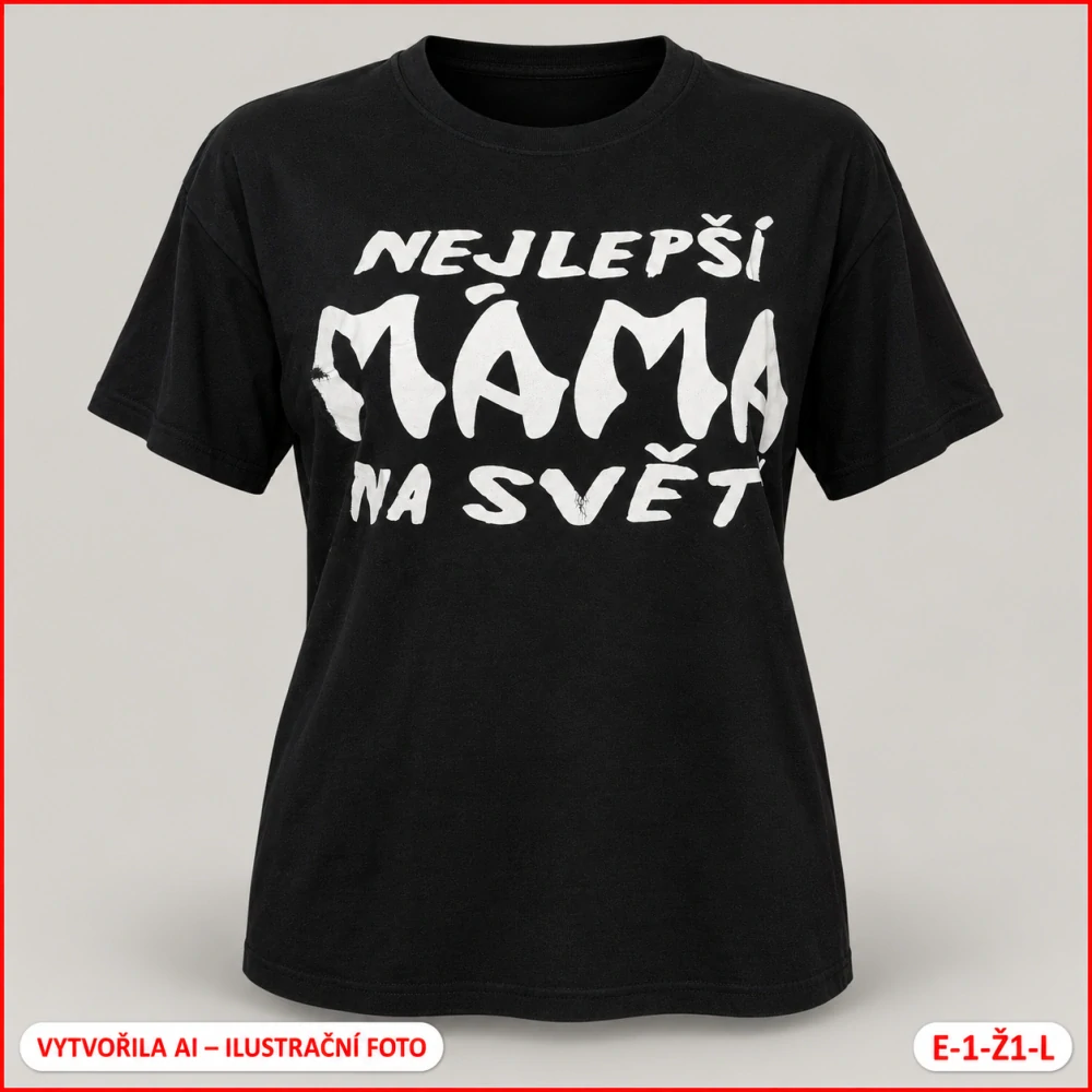Dámské černé tričko „Nejlepší máma na světě“ – vel. L