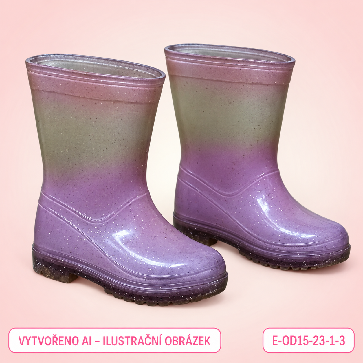 Dívčí holínky vel. 23 – E-OD15-23-1-3 – 3D ilustrace vytvořená AI