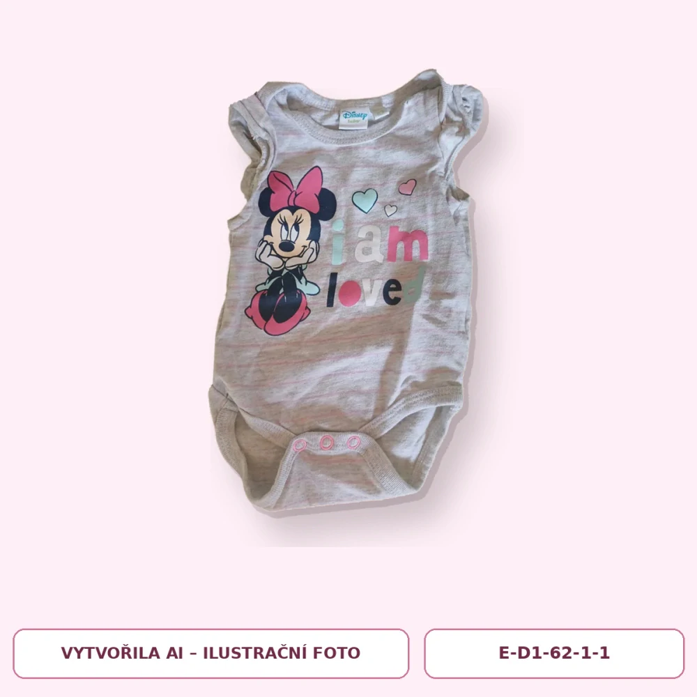 Dívčí šedé body Disney Minnie s krátkým rukávem, vel. 62