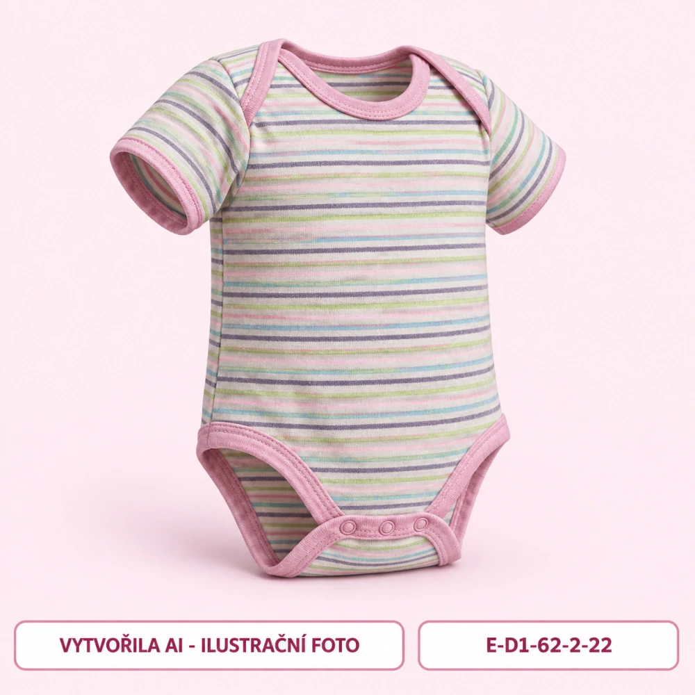 Dívčí pruhované body s krátkým rukávem, vel. 62