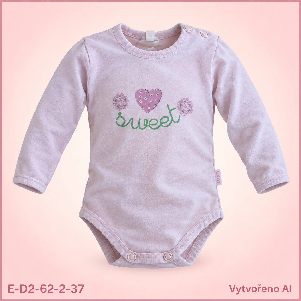 Dívčí body s nápisem sweet a květy, vel. 62
