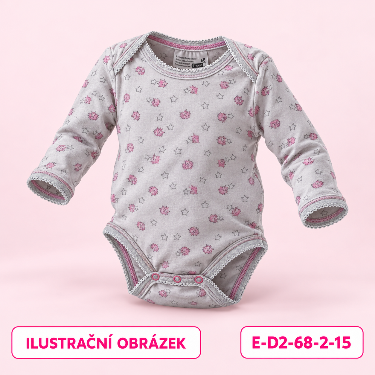 Dívčí body s hvězdičkami a růžovým vzorem, vel. 68