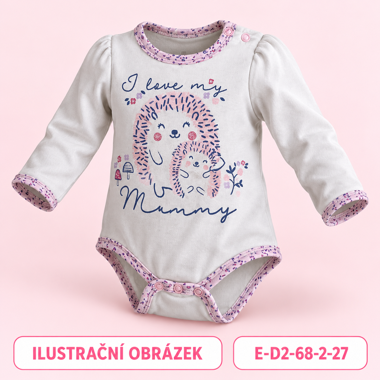Dívčí body s ježky a nápisem I love my Mummy, vel. 68
