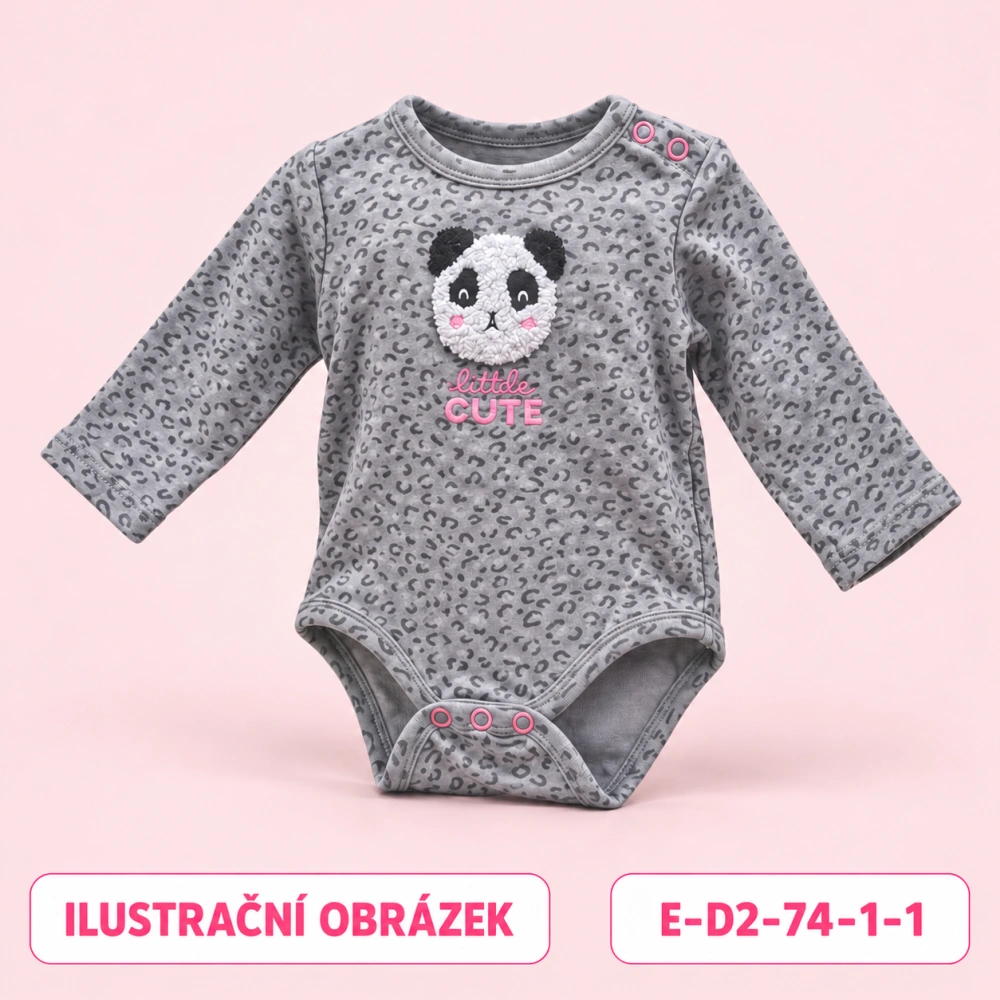 Dívčí šedé body s pandou a dlouhým rukávem, vel. 74