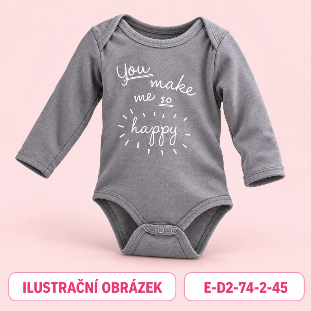 Dívčí šedé body s nápisem a dlouhým rukávem, vel. 74