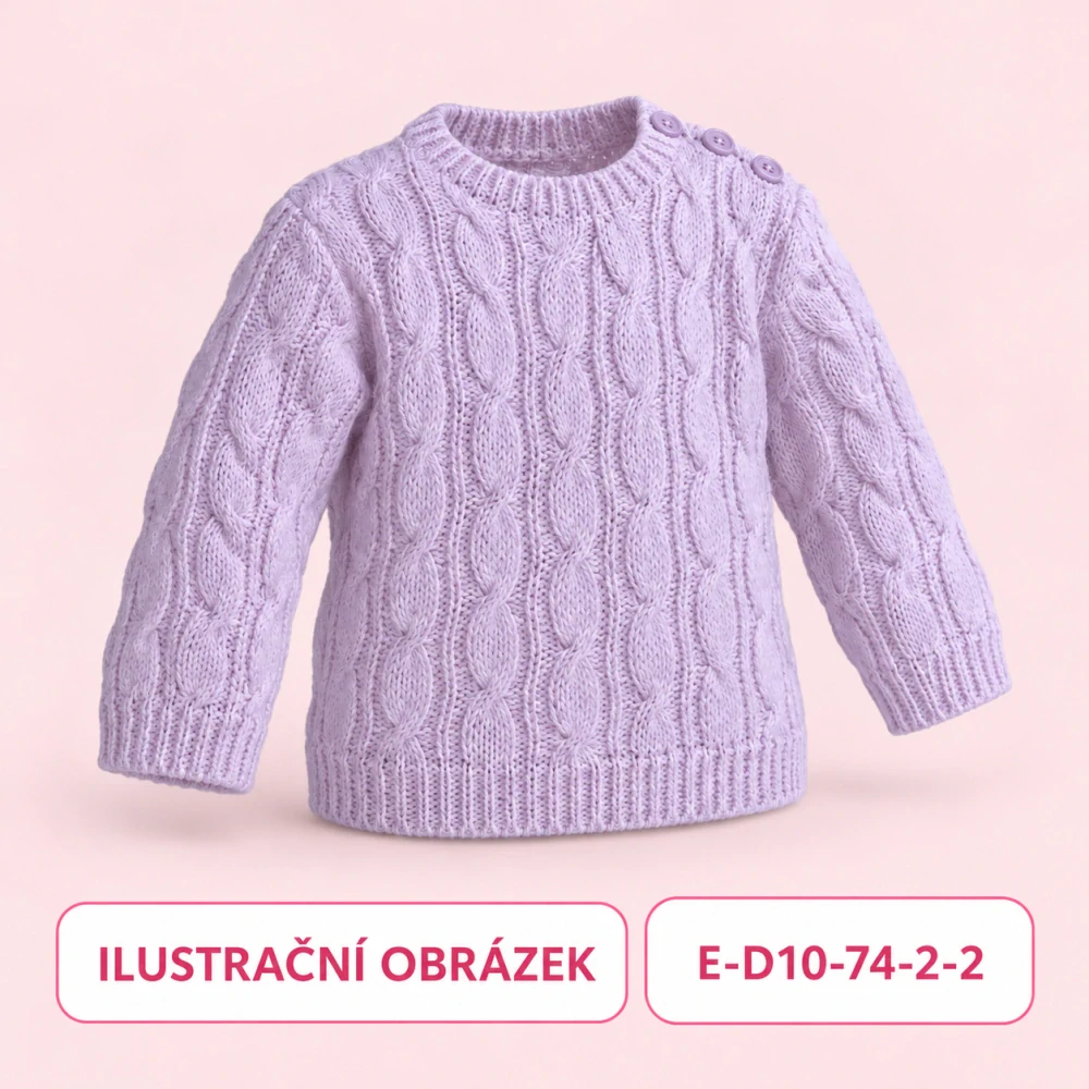Dívčí světle fialový copánkový svetr, vel. 74