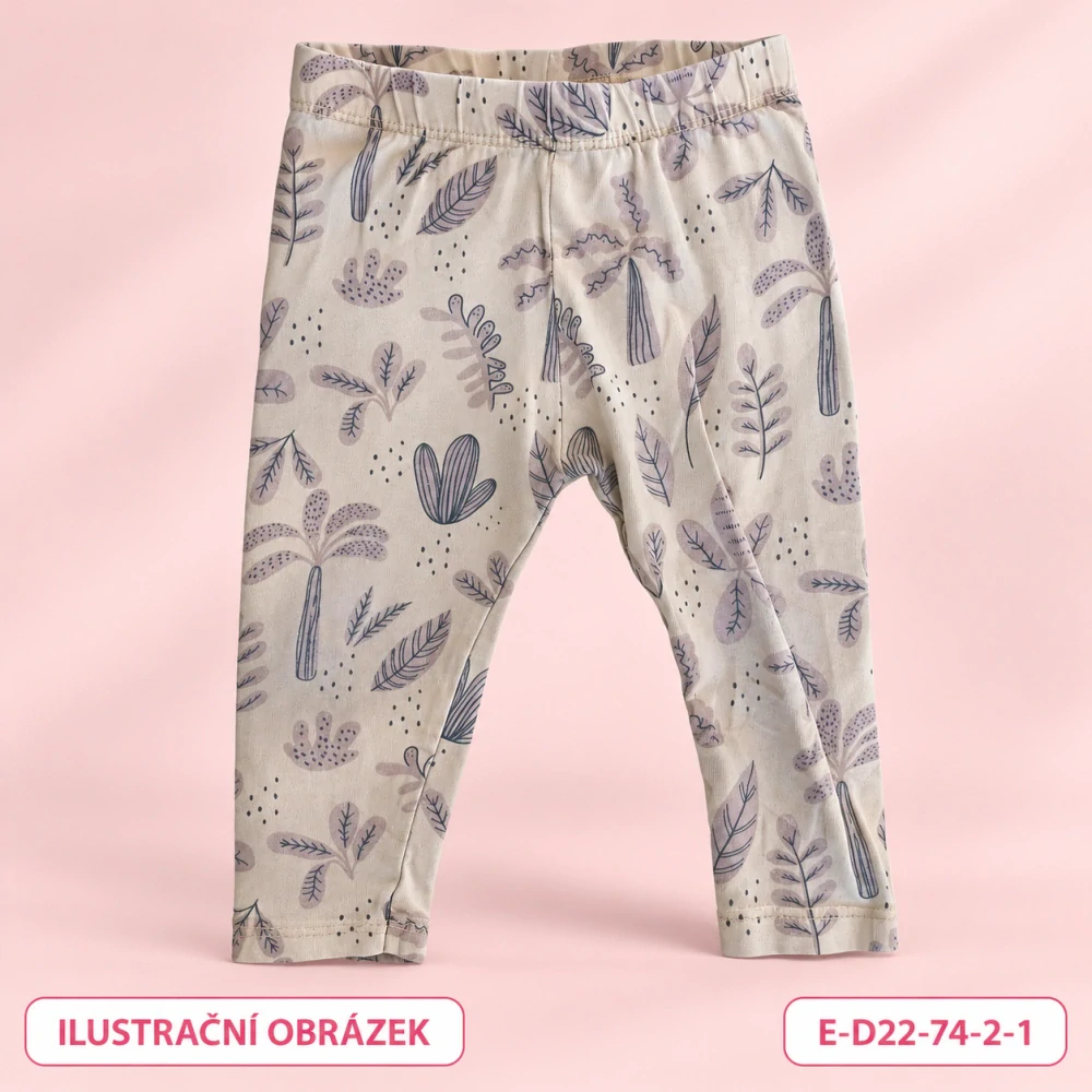Dívčí světlé legíny s rostlinnými motivy, vel. 74