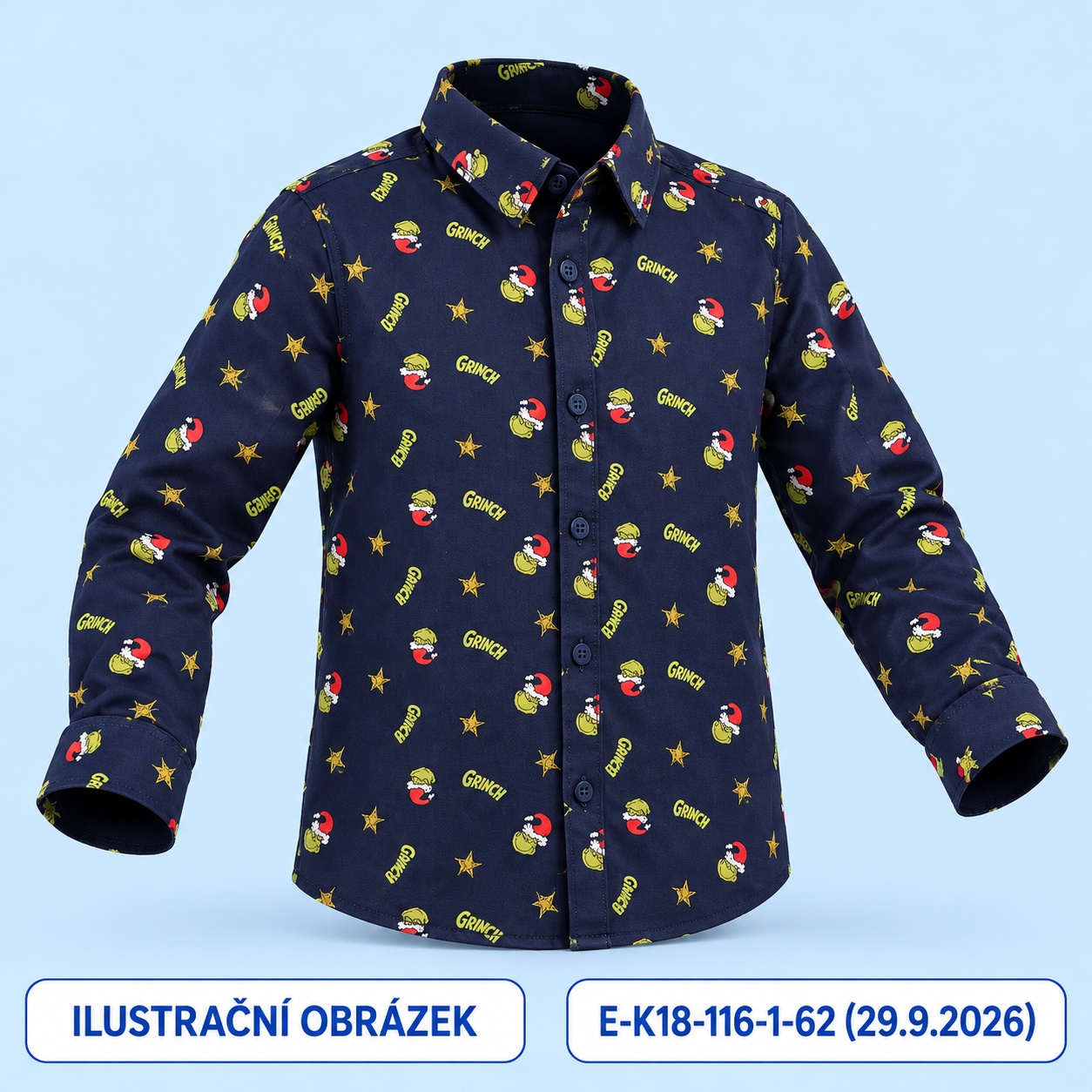 Košile Grinch s dlouhým rukávem, vel. 116
