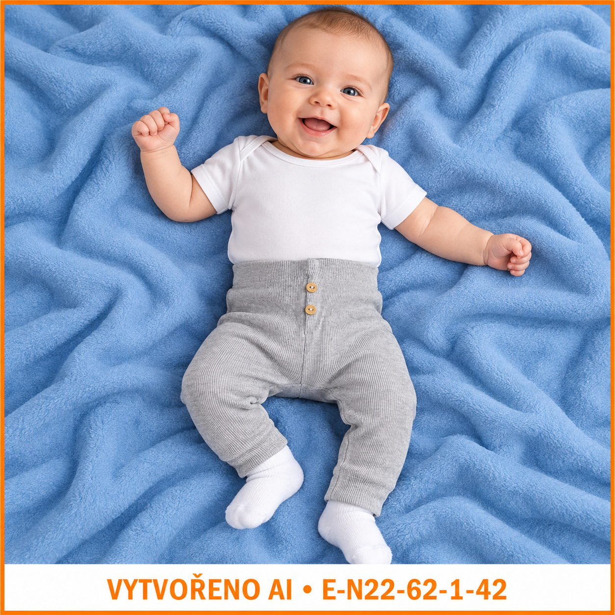 Neutrální šedé žebrované legíny se dvěma knoflíčky, vel. 62