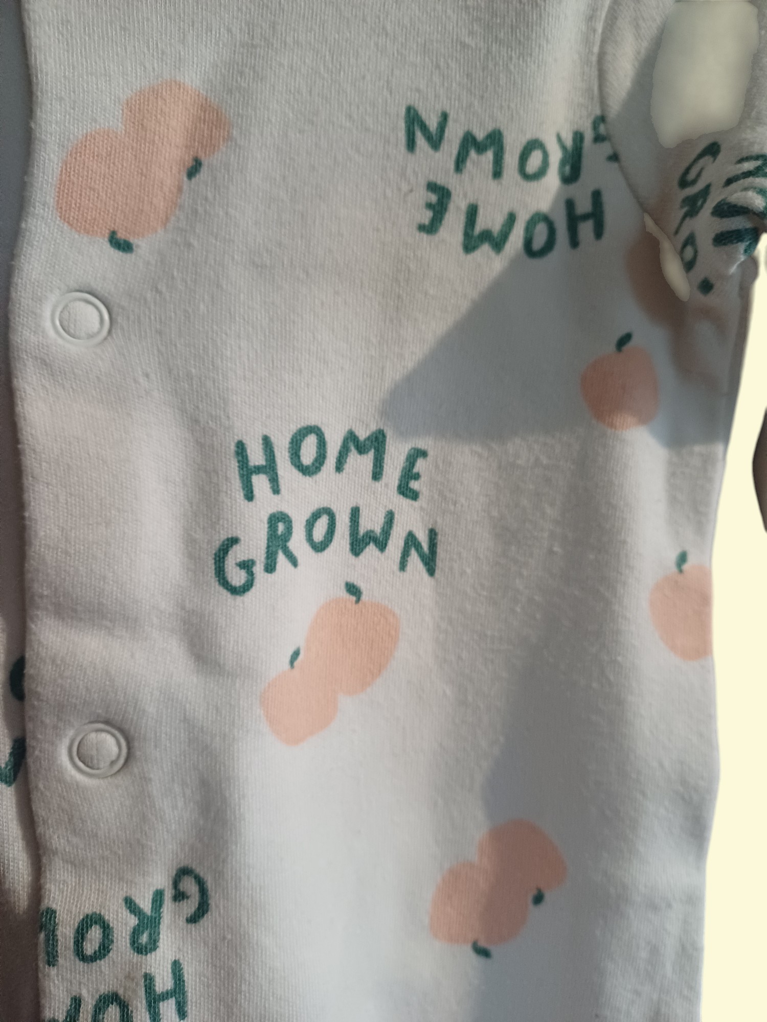 Neutrální overal s ťapkami a jablíčky HOME GROWN, vel. 62