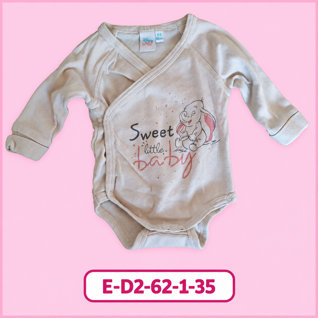 Dívčí zavinovací body se sloníkem a nápisem Sweet little baby, vel. 62