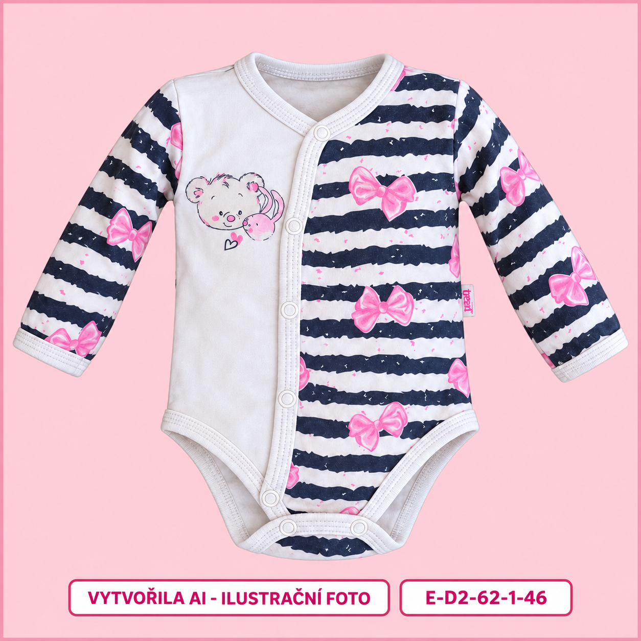 Dívčí propínací body s mašlemi a medvídkem, vel. 62